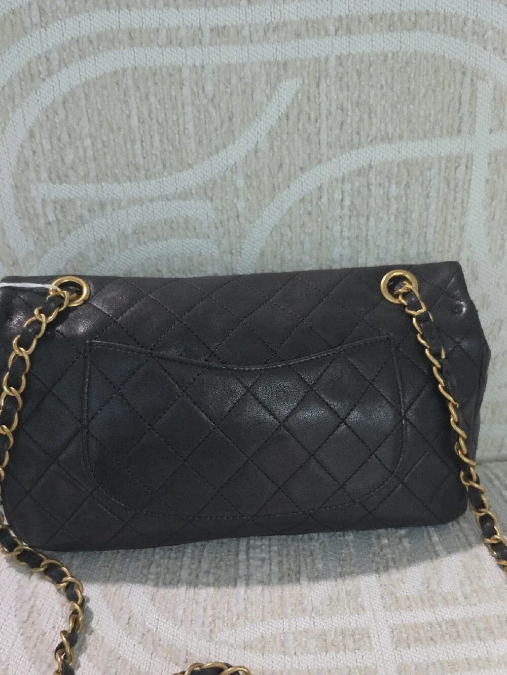 CHANEL ValentineBlack Quilted Leather Shoulder Bag with Charm Chain